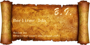 Berliner Ida névjegykártya